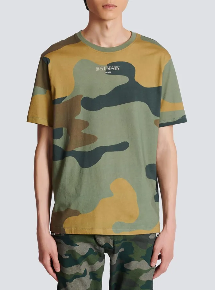Camouflage Vintage Tshirt Khaki Men Balmain TShirts
