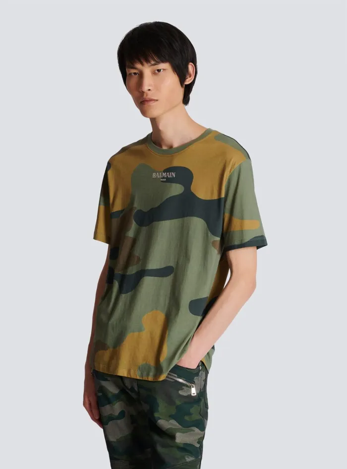 Camouflage Vintage Tshirt Khaki Men Balmain TShirts