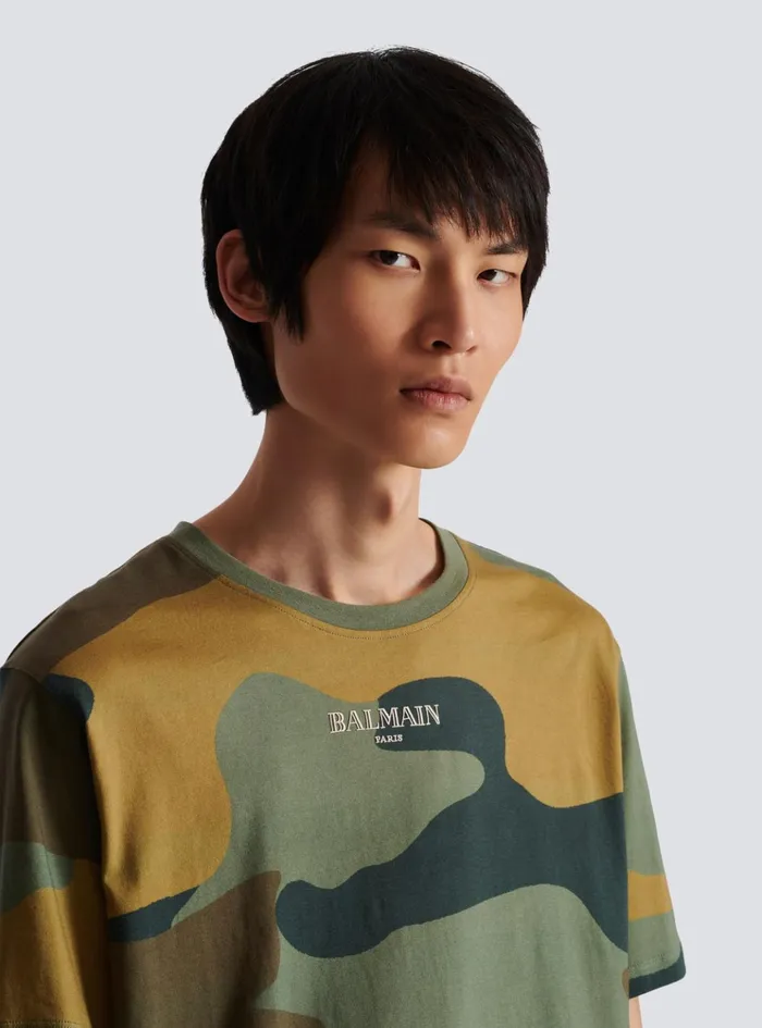 Camouflage Vintage Tshirt Khaki Men Balmain TShirts