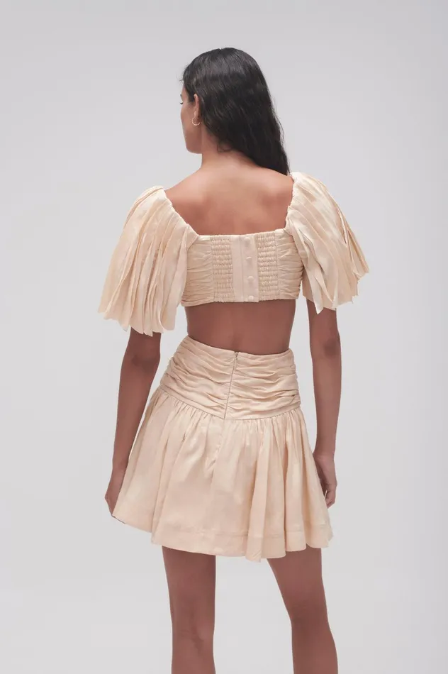 Cari Ruched Crop Top Coconut Cream Women Aje Tops
