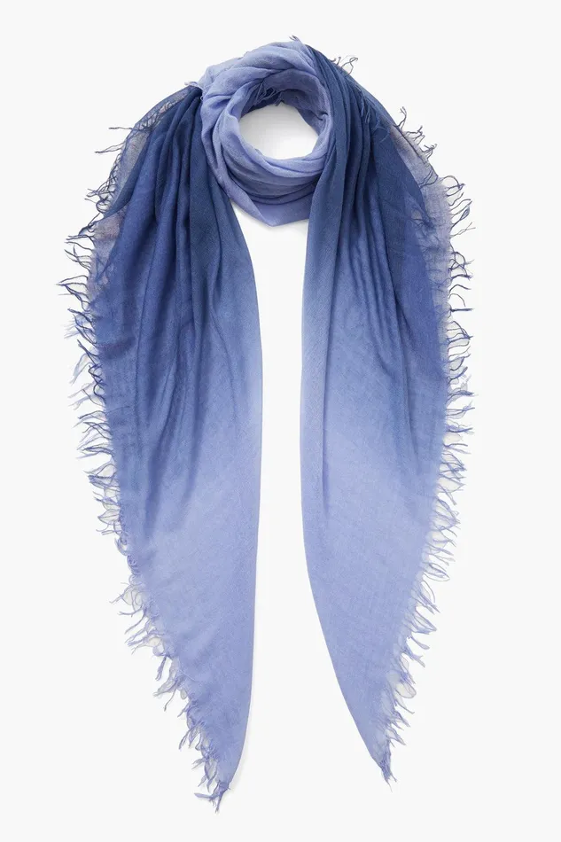 Cashmere And Silk Scarf Estate Blue Dip Dyed Women Chan Luu Scarves