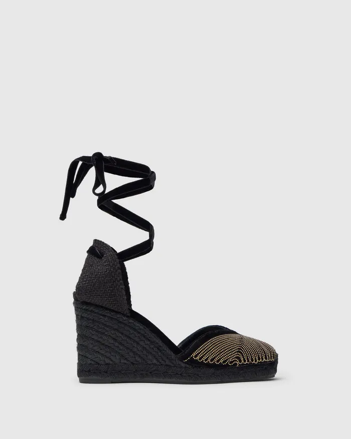 Castaer Chiara Beads C8243 Negro Women Wedges