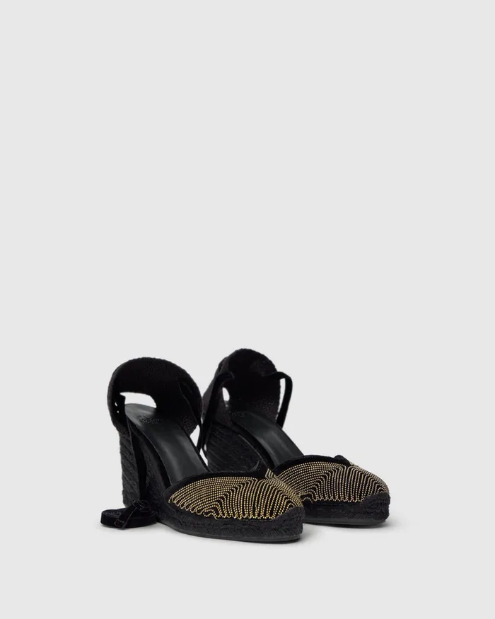 Castaer Chiara Beads C8243 Negro Women Wedges