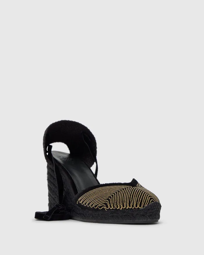 Castaer Chiara Beads C8243 Negro Women Wedges