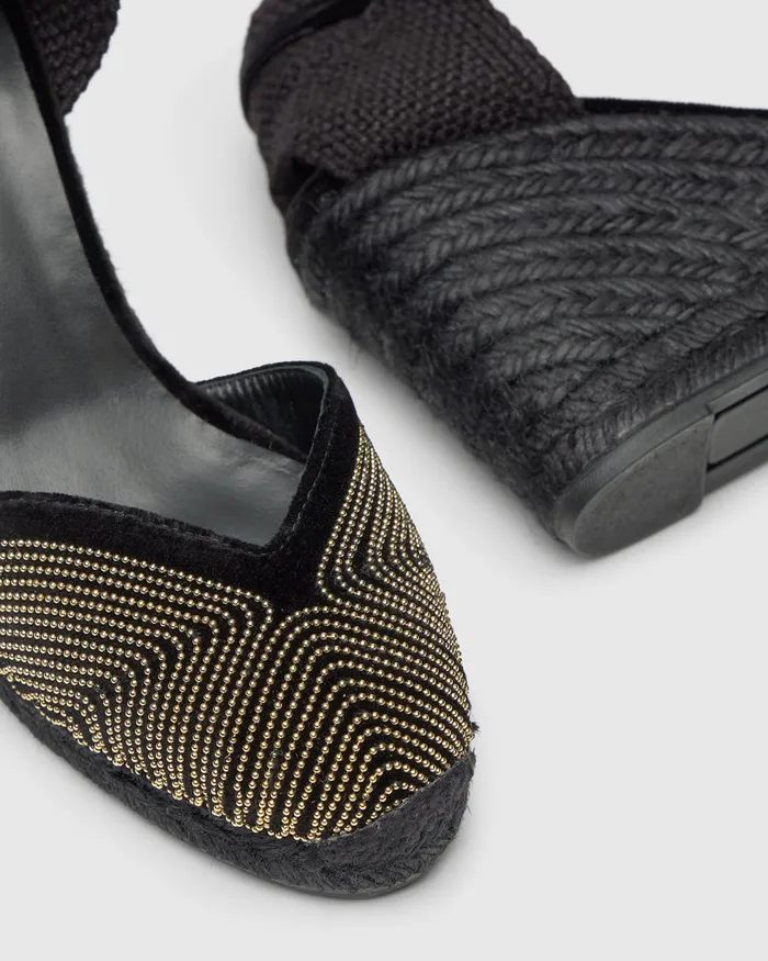 Castaer Chiara Beads C8243 Negro Women Wedges