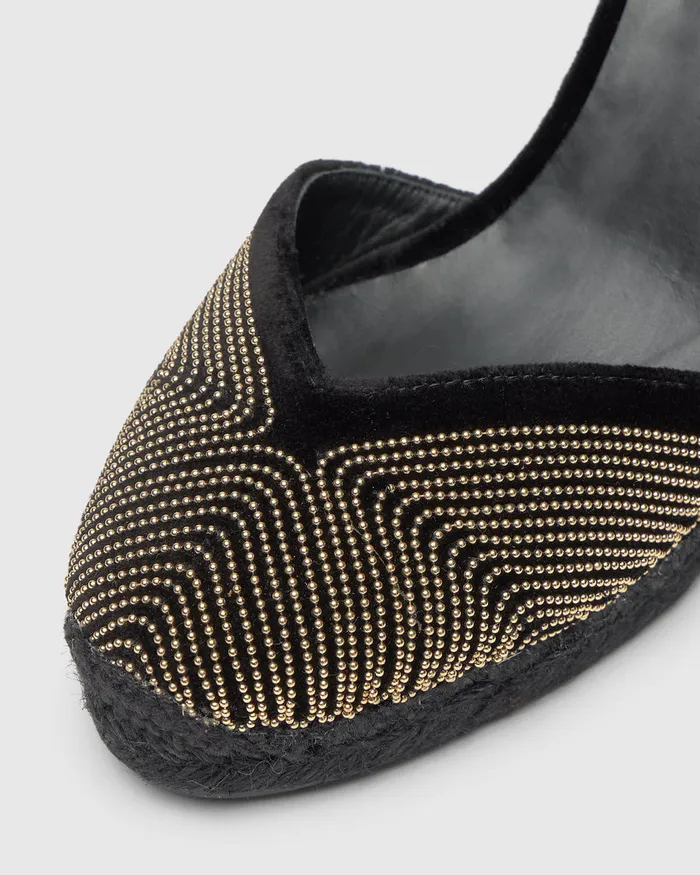 Castaer Chiara Beads C8243 Negro Women Wedges