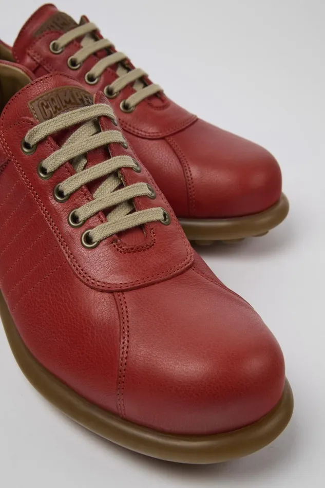 Casual Shoes Men Camper Pelotas Red Leather Oxford Sneaker