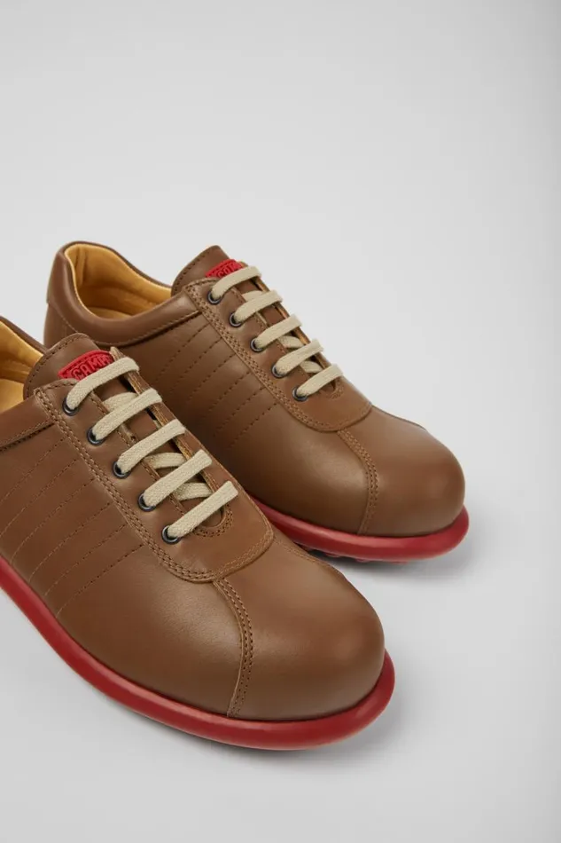 Casual Shoes Women Camper Pelotas Brown Leather Shoes
