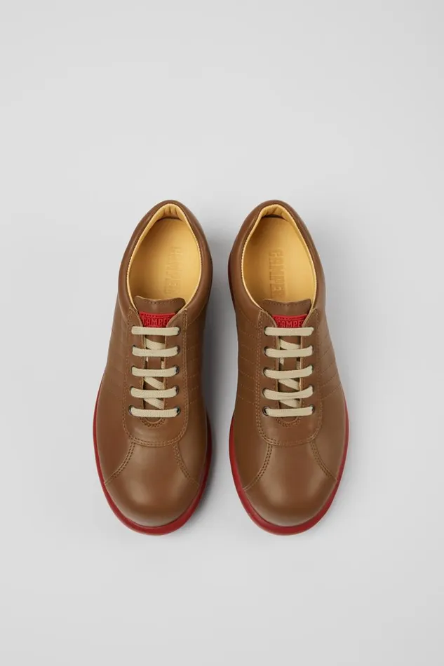 Casual Shoes Women Camper Pelotas Brown Leather Shoes