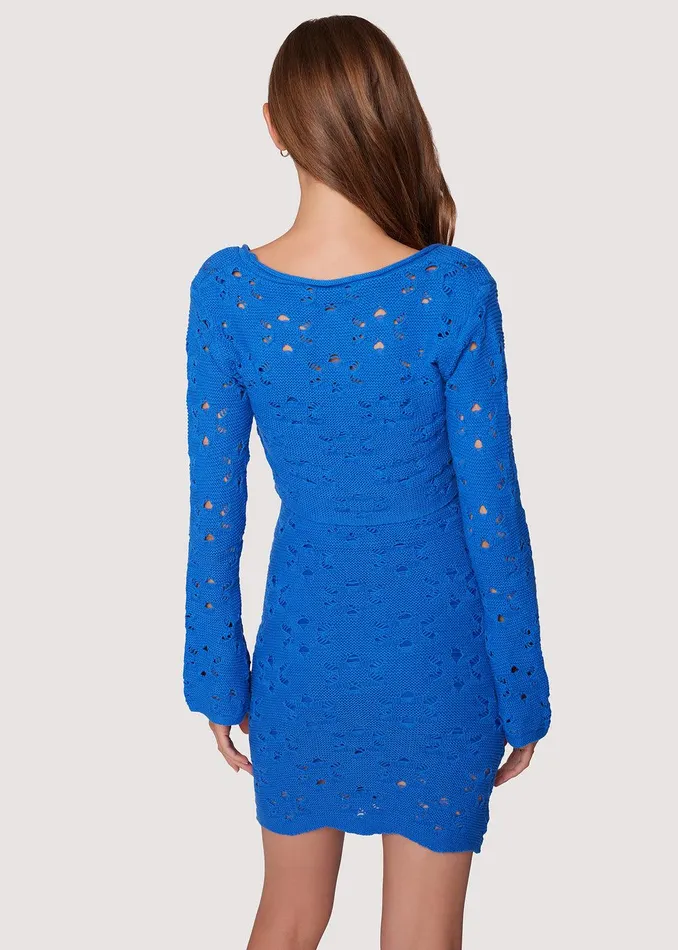Cellyssa Lace Up Knit Cardigan Blue Women Lost Wander Sweaters