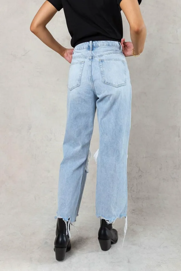 Charlie Distressed Jeans In Light Wash Light Wash Women Bohme Denim