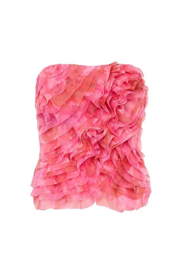 Charmed Rosette Ruffle Bustier Misty Rose Women Aje Wedding Guest Dresses