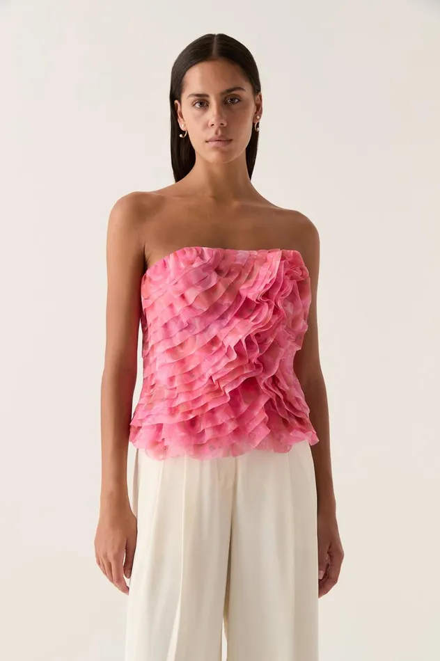Charmed Rosette Ruffle Bustier Misty Rose Women Aje Wedding Guest Dresses