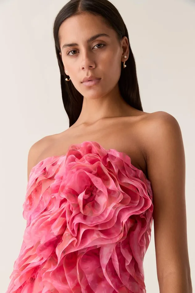 Charmed Rosette Ruffle Bustier Misty Rose Women Aje Wedding Guest Dresses