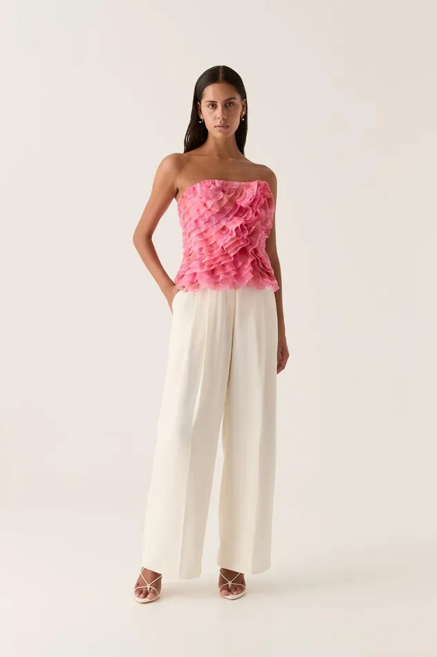 Charmed Rosette Ruffle Bustier Misty Rose Women Aje Wedding Guest Dresses
