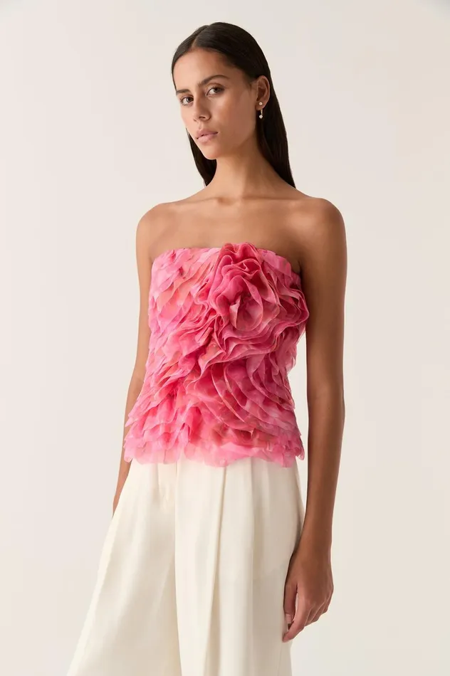 Charmed Rosette Ruffle Bustier Misty Rose Women Aje Wedding Guest Dresses