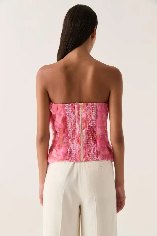 Charmed Rosette Ruffle Bustier Misty Rose Women Aje Wedding Guest Dresses