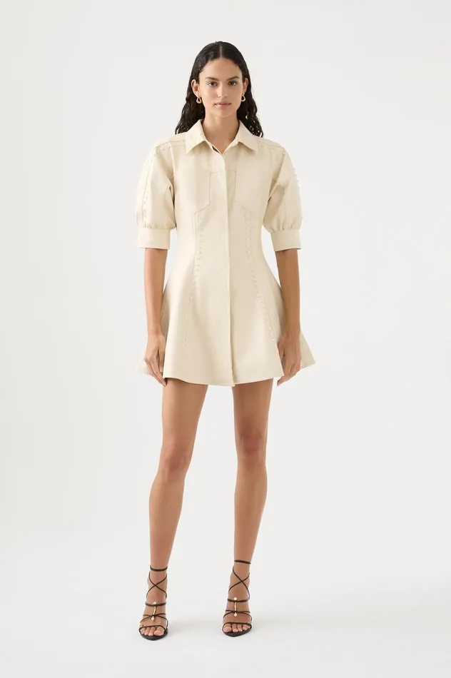 Claire Pearl Mini Dress Sandstone Beige Women Aje Mini Dresses