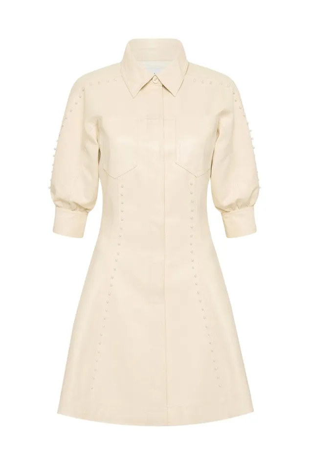 Claire Pearl Mini Dress Sandstone Beige Women Aje Mini Dresses
