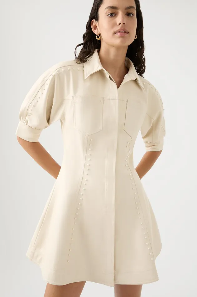 Claire Pearl Mini Dress Sandstone Beige Women Aje Mini Dresses