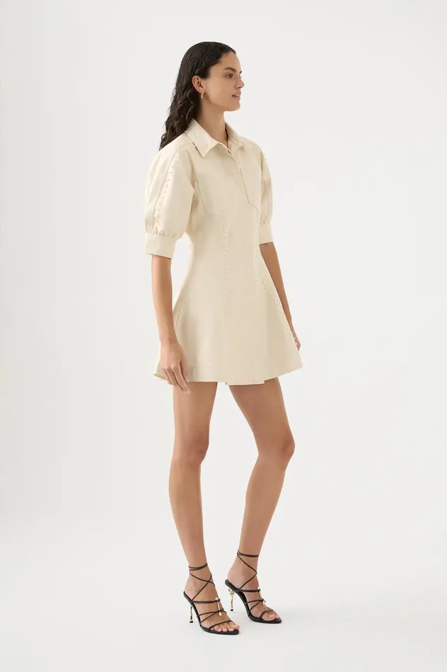 Claire Pearl Mini Dress Sandstone Beige Women Aje Mini Dresses