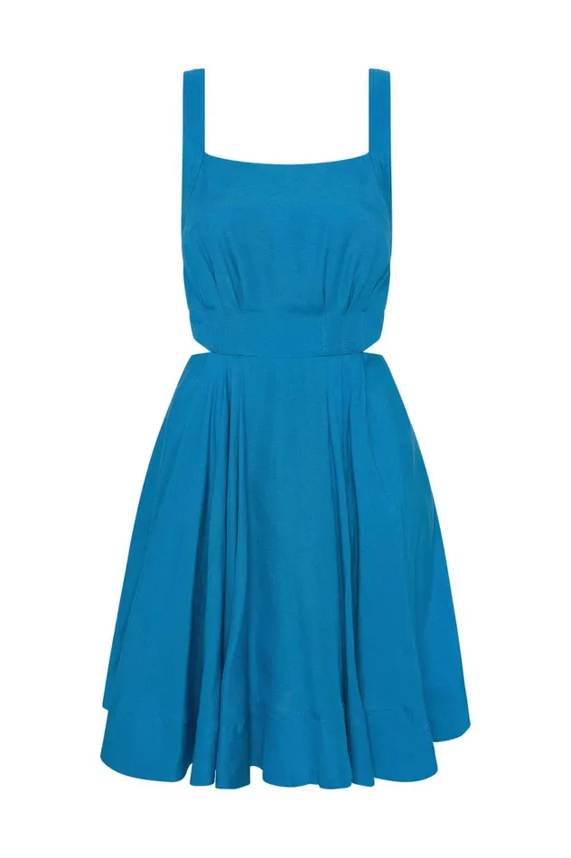 Clara Tie Back Mini Dress Azure Blue Women Aje Mini Dresses