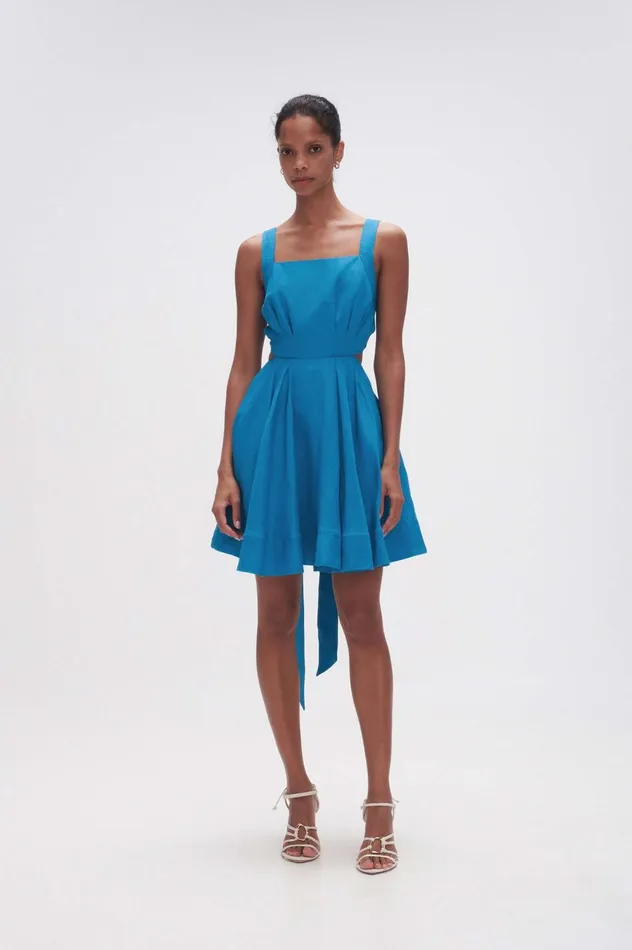 Clara Tie Back Mini Dress Azure Blue Women Aje Mini Dresses