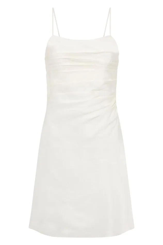 Clarice Draped Mini Slip Dress Ivory Women Aje White Dresses