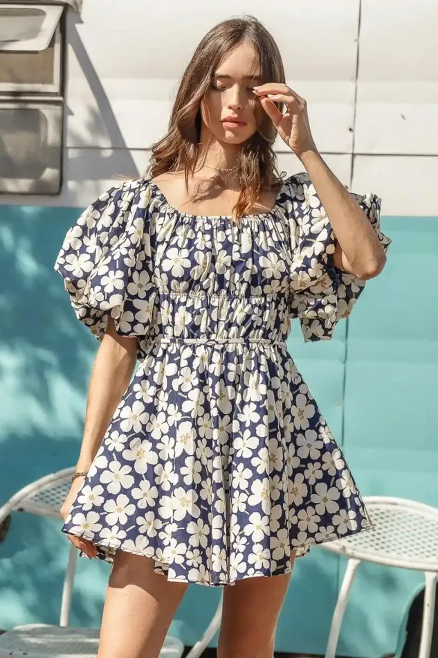 Claudia Floral Dress Navy Women Bohme Dresses