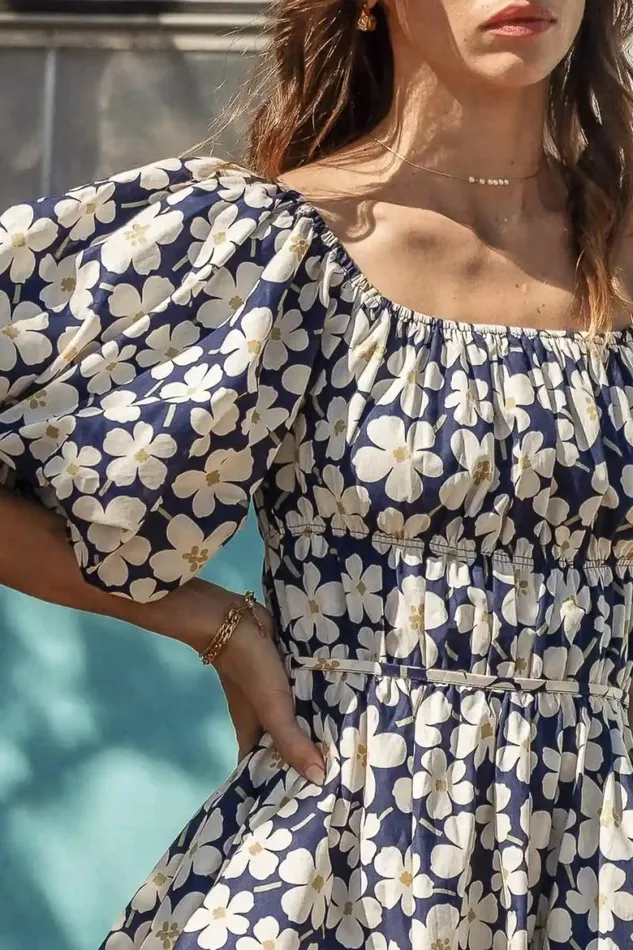 Claudia Floral Dress Navy Women Bohme Dresses