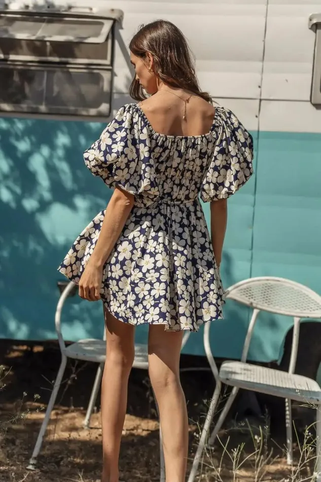 Claudia Floral Dress Navy Women Bohme Dresses