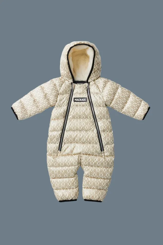 Coats and Jackets Kids Mackage BAMBI Recycled E3Lite Down Snowsuit For Babies 324 Months Cream