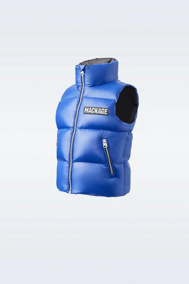 Coats and Jackets Kids Mackage CHARLEE Lustrous Light Down Puffer Vest For Kids 814 Years Flame