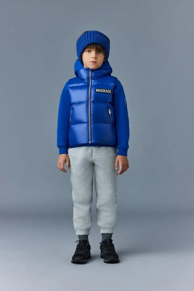 Coats and Jackets Kids Mackage CHARLEE Lustrous Light Down Puffer Vest For Kids 814 Years Flame