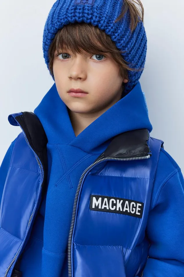 Coats and Jackets Kids Mackage CHARLEE Lustrous Light Down Puffer Vest For Kids 814 Years Flame
