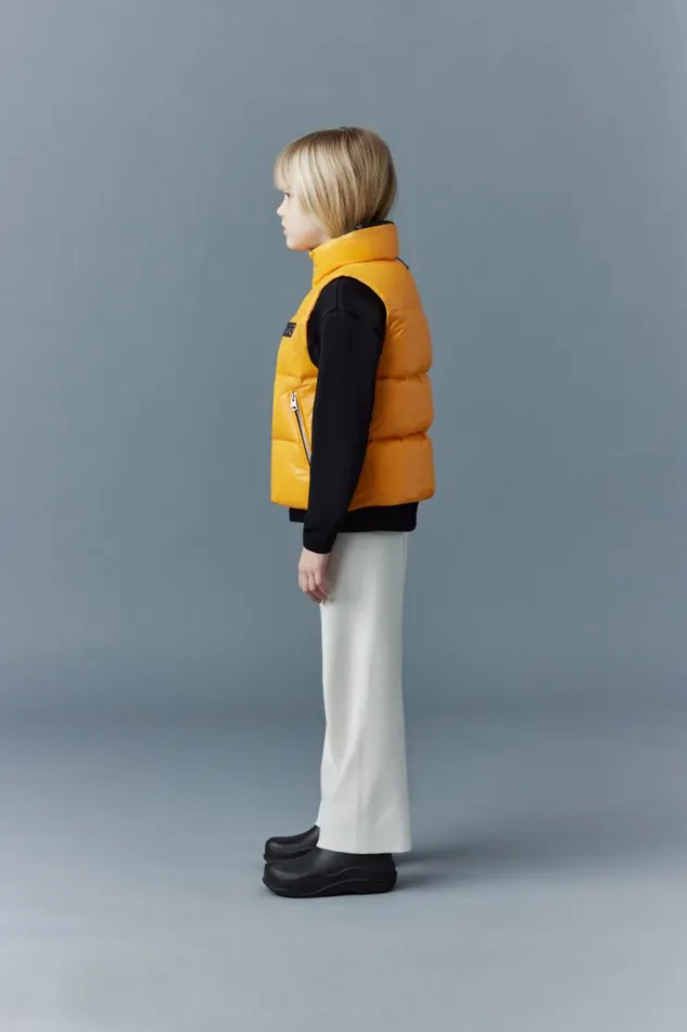 Coats and Jackets Kids Mackage CHARLEE Lustrous Light Down Puffer Vest For Kids 814 Years Flame