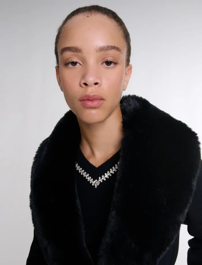 Coats Women Maje DoubleFaced MidLength Coat Black