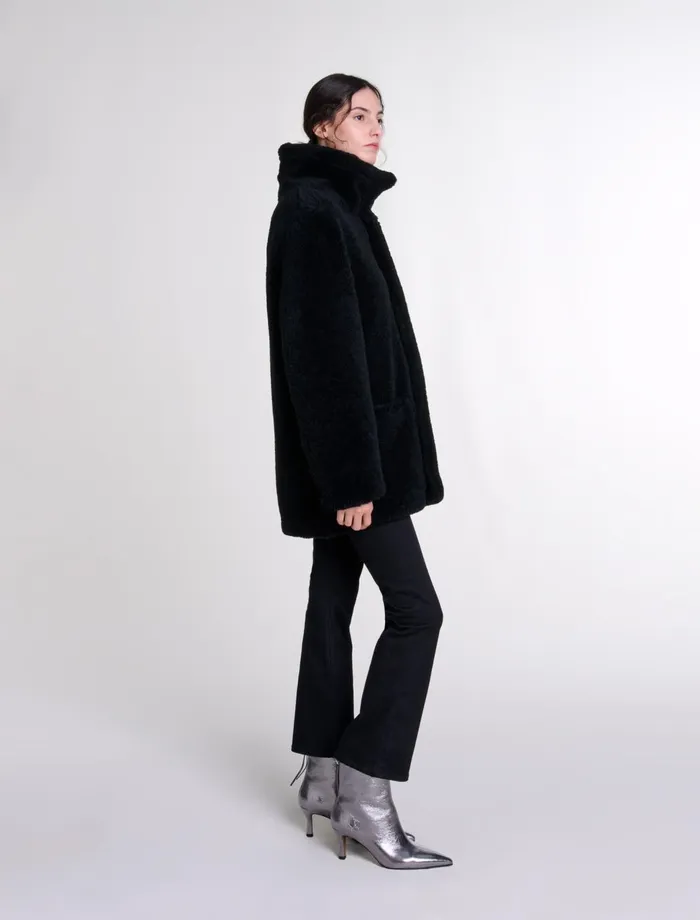 Coats Women Maje Reversible Leather Coat Black