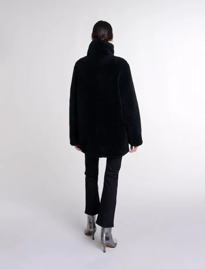 Coats Women Maje Reversible Leather Coat Black
