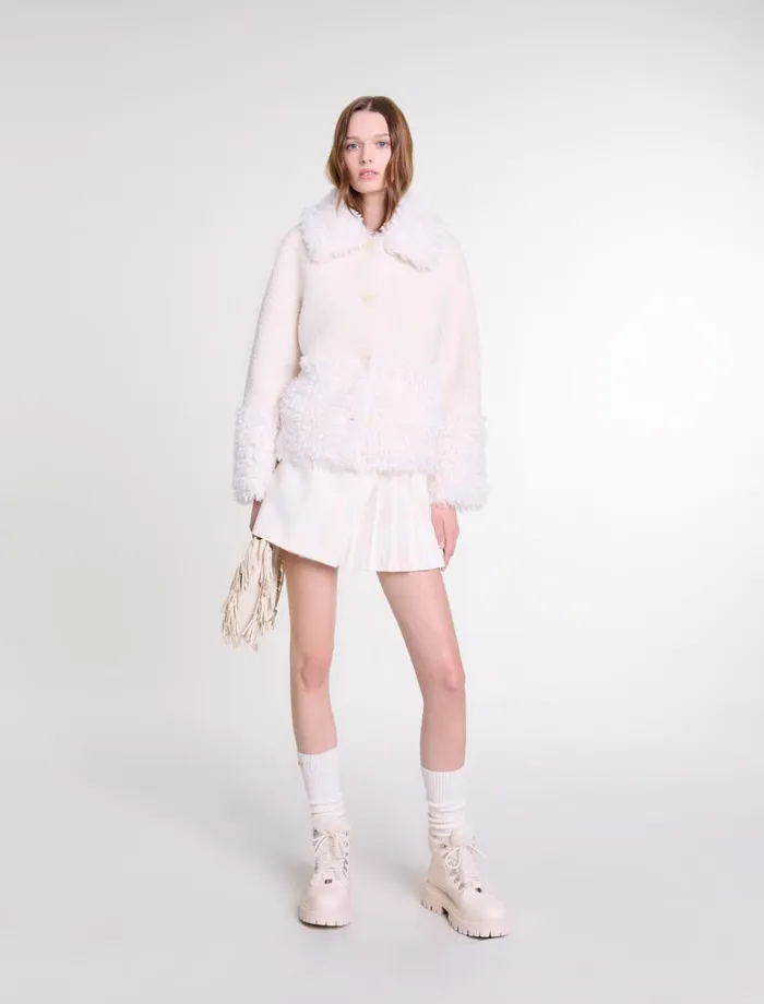 Coats Women Maje Short Fake Fur Coat Ecru