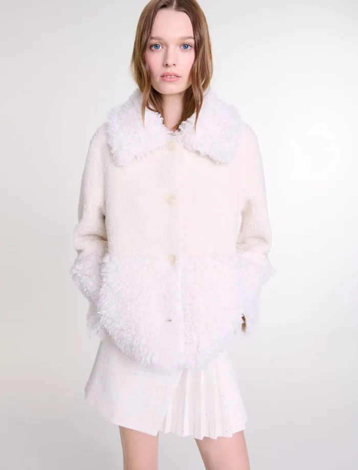 Coats Women Maje Short Fake Fur Coat Ecru