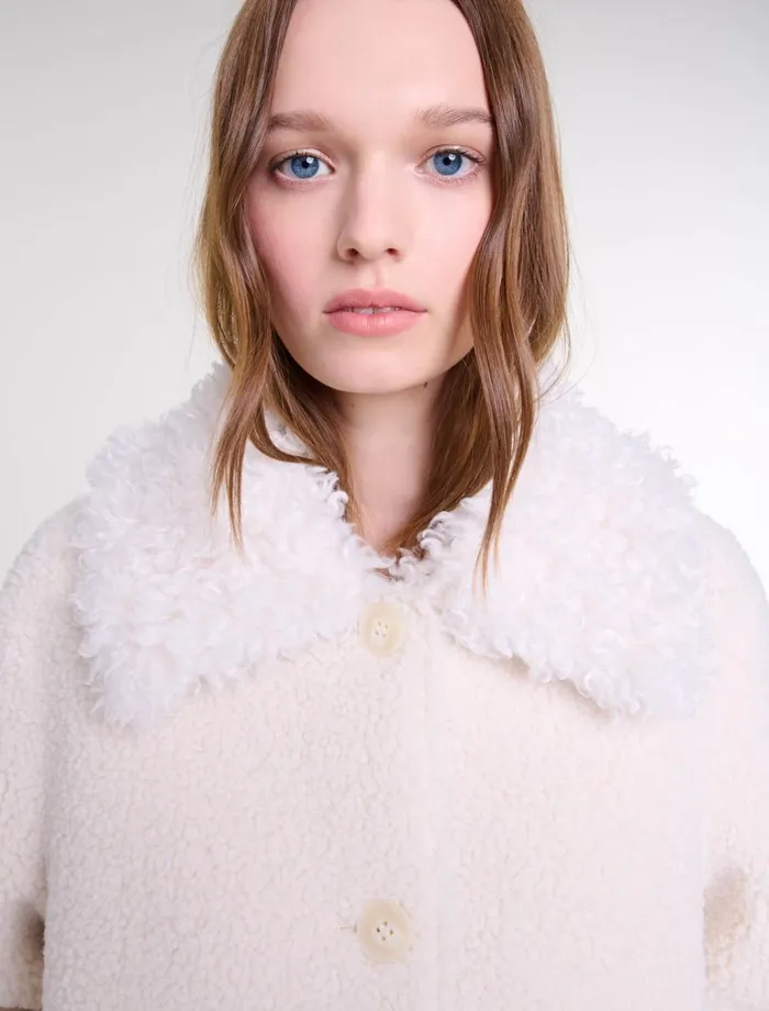 Coats Women Maje Short Fake Fur Coat Ecru