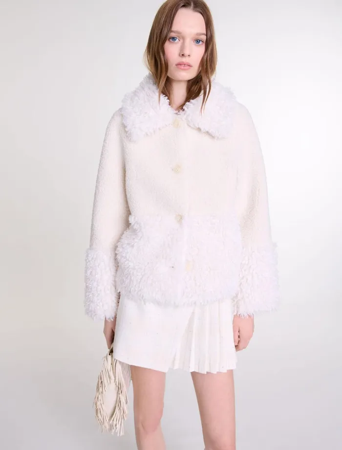 Coats Women Maje Short Fake Fur Coat Ecru