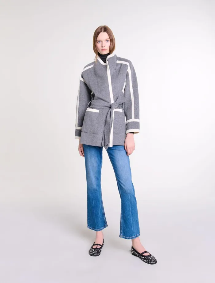 Coats Women Maje Short TwoTone Coat Grey