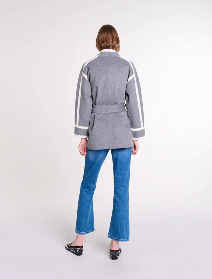 Coats Women Maje Short TwoTone Coat Grey