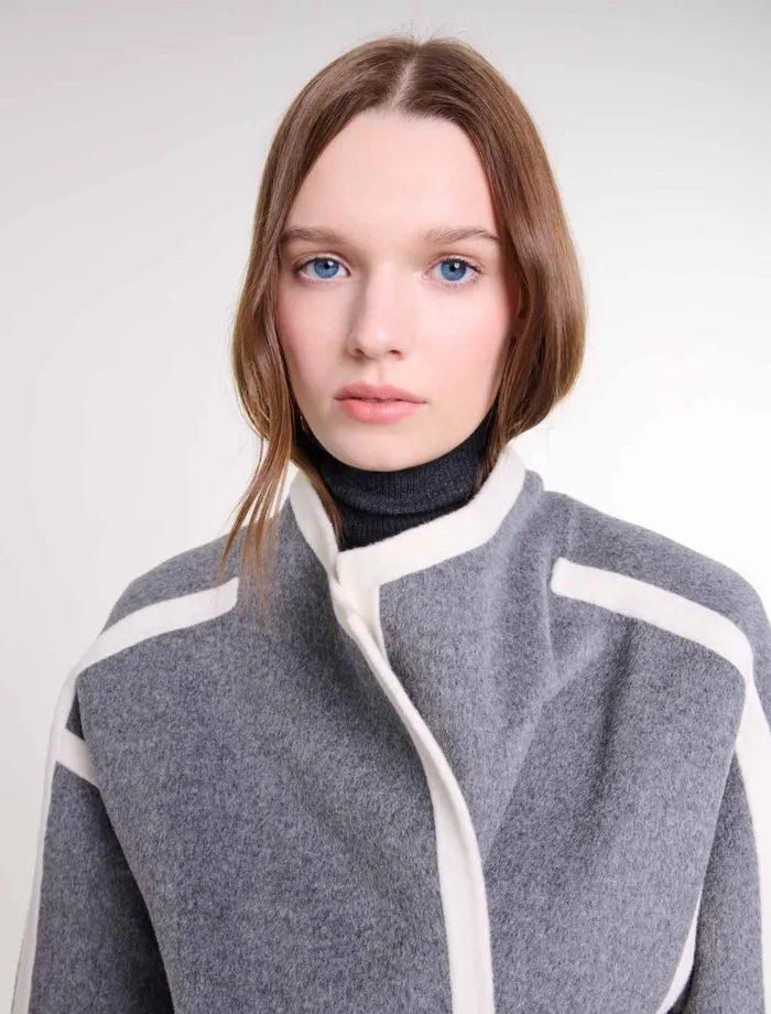 Coats Women Maje Short TwoTone Coat Grey
