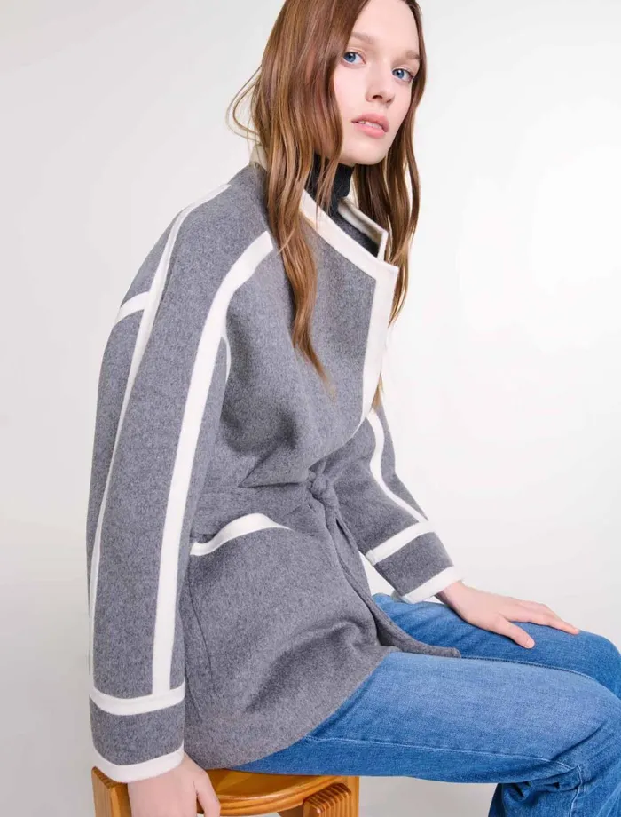Coats Women Maje Short TwoTone Coat Grey