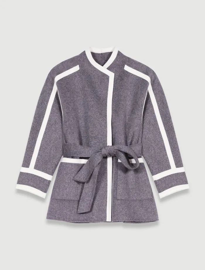 Coats Women Maje Short TwoTone Coat Grey