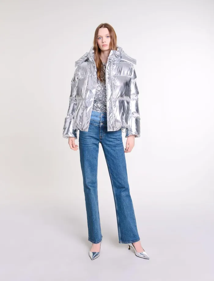 Coats Women Maje Silver Hooded Jacket Silver