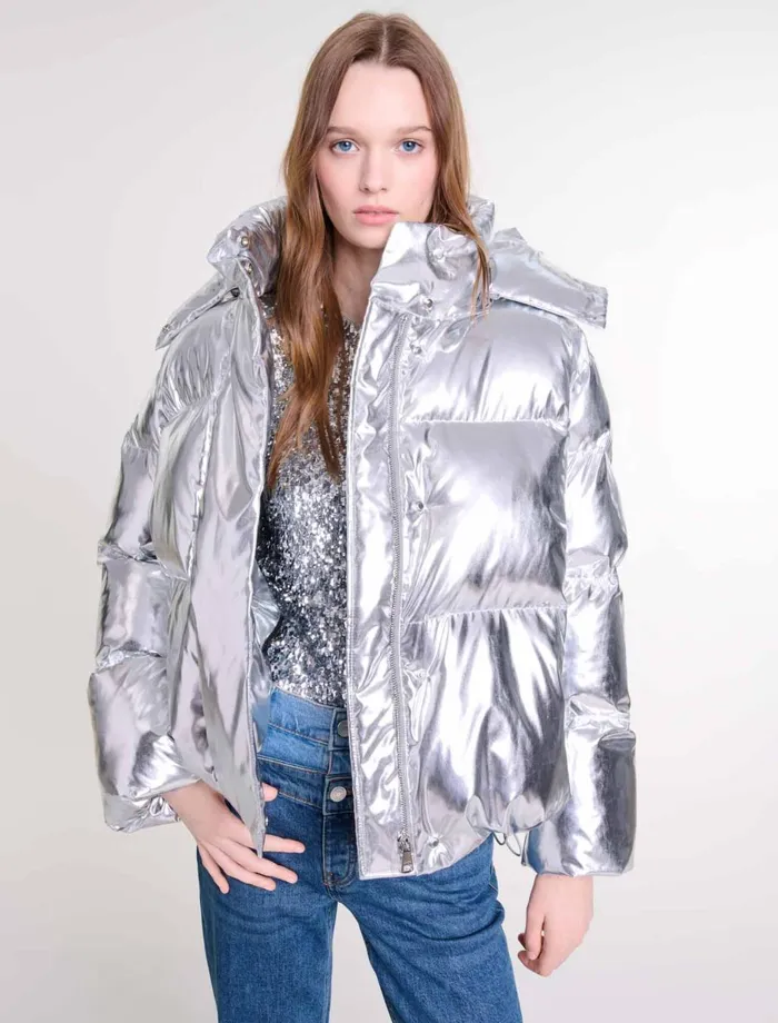 Coats Women Maje Silver Hooded Jacket Silver